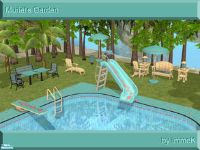 Sims 2 — Muriel\'s Garden by ImmeK — A collection of garden and pool furniture and matching pool walls and floors with