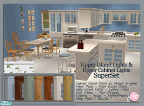 Sims 2 — Light Upper Cabinets SuperSet by DOT — Light Up Upper Cabinets-Hutches-Island Light Cabinet, colors to match