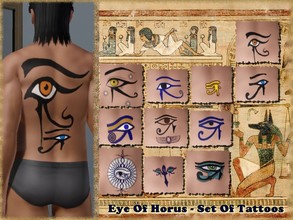 Sims 3 — Eye Of Horus-Extended Set Of Tattoos by allison731 — This set contains 11 different tattoo designs of the