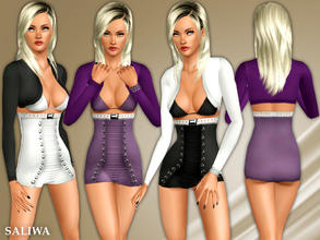 Sims 3 — Glamour Outfit  by saliwa — Glamour Stylish Outfit for Everday and Formal Clothing (Body Short+Belt+Bra+Bolero)