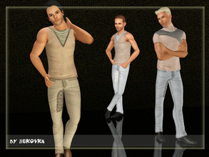 Sims 3 — Set Clothing Temptation Male by bukovka — Tops and pants with leather inserts. Two variants of staining. Paint