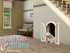 Sims 3 — Under Stairs Pet House by LilyOfTheValley — I was looking for indoor pet house ideas and found this - a built-in