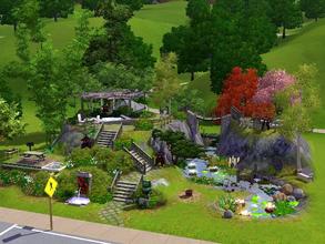 Sims 3 — Water Chestnut Park by katalina — A relaxing little park with a Asian theme. Relax in the hot tub while