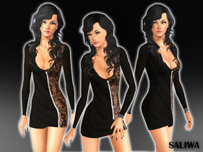 Sims 3 — Fergie Lace Detailed Zip Dress  by saliwa — Fergie Lace Detailed Zip Dress by Saliwa, with 2 recolorable channel