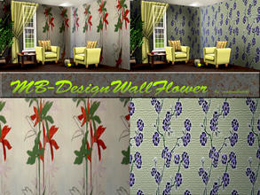 Sims 3 — MB-DesignWallFlower by matomibotaki — MB-DesignWallFlower, 2 wallpapers with floral designs, not recolorable, by