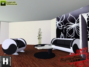 Sims 3 — Beijing Living by hudy777-design — Living room inspired by Chinese Yin-Yang consist of: sofa, loveseat, coffee