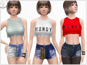 Sims 3 — ~Graphic crop tank~ by Icia23 — New tank top for your females with and with out stencil. Hand-painted 2