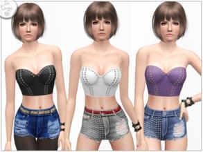 Sims 3 — ~Studded zippered bustier~ by Icia23 — New bustier top for your females. Hand-painted 2 recolorables palettes 3