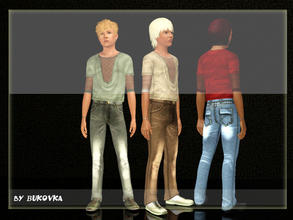 Sims 3 — Pants jeans Street fashion Teen by bukovka — Jeans for teenagers. Three variants of coloring. Recoloured on one
