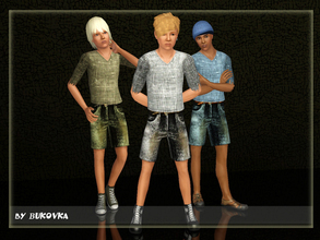 Sims 3 — Set &#1057;lothing Grunge Teen by bukovka — Shorts and T-shirt for the teenager. Three variants of coloring.