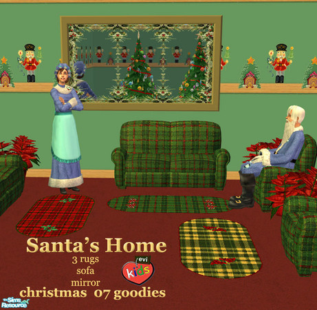 Sims 2 — evi Santas Home by evi — Small cozy rugs with christmas plaid designs, an old christmas mirror and a christmas