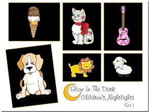 Sims 3 — Glow In The Dark Children's Nightlights, Set 1 by Pinecat — These glow in the dark friends will keep your