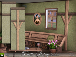 Sims 3 — Rustic Living Build Set by katelys — Two walls in an old country style. Half-timbered masonry.
