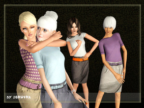 Sims 3 — Set &#1057;lothing Dress With A Belt Female by bukovka — Set of clothes for women of all age. Three variants