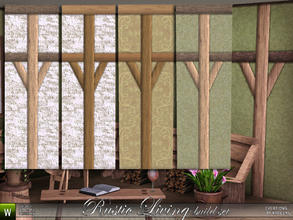 Sims 3 — Rustic Living Wall 01 by katelys — Half-timbered masonry. 4 recolorable palettes. 4 versions included.