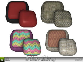 Sims 3 — Rustic Living Pillows by katelys — Two pillows with three recolorable palettes. Several versions included.