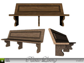 Sims 3 — Rustic Living Bench 01 by katelys — New loveseat with extra decorative slots on and under.