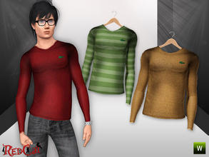 Sims 3 — Male Set 002_Top by RedCat — Game Mesh. 3 Different Styles. 1 Recolorable Pallet. ~RedCat