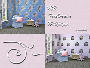 Sims 3 — MB-TeenDreamWallpaper by matomibotaki — MB-TeenDreamWallpaper, 2 wallpaper with white horses, not recolorable,