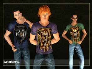 Sims 3 — Top T-Shirt Wild Animals 2 by bukovka — T-shirts for male. Three variants of coloring. Are recoloured on one