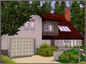 Sims 3 — The Sundown by Pinecat — From the foyer, step down into the great room with its vaulted ceilings and fireplace.
