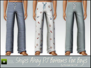 Sims 3 — Ships Ahoy PJ Bottoms for Boys by minicart — Boys pyjama bottoms with a nautical theme. Two recolourable parts