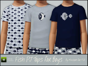 Sims 3 — Fish Pyjama Tops for Boys by minicart — Smart fish themed pyjama tops for boys. Three variations included. One
