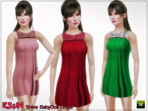 Sims 3 — Shine BabyDoll Dress by ESsiN — Shine Babydoll Dress *2 Recolorable Parts *Y.Adult-Adult *Everday-Formal *3
