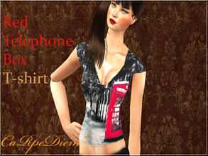 Sims 2 — Red Telephone Box T-shirt by carpediemSn — T-shirt.