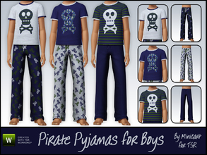Sims 3 — Pirate Pyjamas for Boys by minicart — Get 'em to bed early with these novelty pirate skull and crossbone