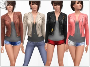 Sims 3 — ~Badge Biker jacket~ by Icia23 — Hi there! A new jacket for you, with and without patches and also includes the