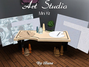 Sims 3 — Art Studio Mini Kit by Illiana — A few decor items to help your artistic simmies feel more at home. Set includes