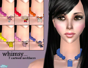 Sims 2 — {whimsy} Choker Necklace Set by slice — 7 bead necklaces featuring popular cartoon characters. Available for all