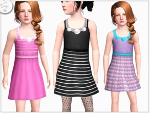 Sims 3 — ~Embroidery tank dress~ by Icia23 — Embroidery tank dress for your girls. Hand-painted 4 recolor-ables palettes