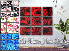 Sims 3 — MB-9Pieces_HazeOfRoses by matomibotaki — MB-9Pieces_HazeOfRoses, mesh recolor of my 9 pieces picture, all with