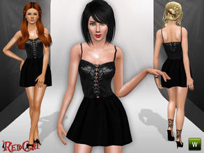Sims 3 — Leather Dress by RedCat — Not Recolorable. Mesh by Harmonia09. 1 Styles. ~RedCat