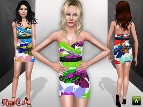 Sims 3 — Teen* Spring Dress 001 by RedCat — Game Mesh. 3 Styles. Not Recolorable. ~RedCat