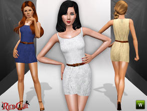 Sims 3 — Spring Dress 002 by RedCat — Game Mesh. 3 Styles. 1 Recolorable Pallet. ~RedCat