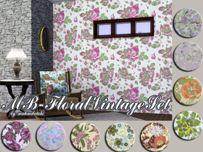 Sims 3 — MB-FloralVintageSet by matomibotaki — 10 floral pattern, all with 3 recolorable ares,to find under Theme, by