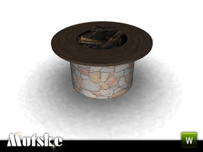 Sims 3 — Outdoor Aria Fire Pit by Mutske — 2 recolorable parts. Fun 4, Hunger 4. Made by Mutske@TSR. TSRAA.