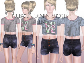 Sims 3 — ShakeProductions_Ljubavi (Teen-Denim Shorts) by ShakeProductions — Teen Denim Shorts by ShakeProductions