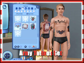 Sims 3 — Army Tattoos Set -- REQUEST by murfeel — We want YOU...to be all that you can let your Sims be, that is! By