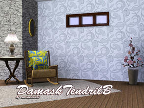 Sims 3 — DamaskTendrilB by matomibotaki — Floral pattern with 2 recolorable areas, to find under Fabric, by matomibotaki.