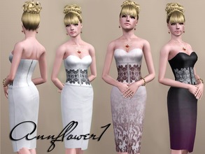 Sims 3 — dress 002 AF by annflower1 — Fitting sheath dress without shoulder straps 