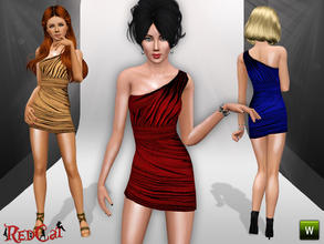 Sims 3 — One Shoulder Dress by RedCat — New Mesh by RedCat. 1 Recolorable Pallet. 3 Styles. ~RedCat