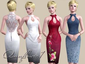 Sims 3 — af dress 004 AF by annflower1 — White dress with a lacy back and the lock 