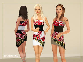 Sims 3 — Dress Flowers Female by bukovka — Dress for women. Three variants of color. Staining for both channels.