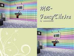 Sims 3 — MB-FancyTileIra by matomibotaki — MB-FancyTileIra, 2 tile walls in light colors, not recolorable, by