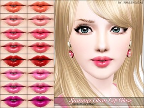 Sims 3 — Summer Glam Lip Gloss Set by Pralinesims — Realistic lipsticks (with and without teeth) for your sims! Your sims