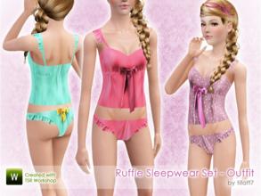 Sims 3 — Ruffle Sleepwear Set - Outfit (Teen) by tifaff72 — Very sensual ruffle sleepwear clothing. Teen. Sleepwear